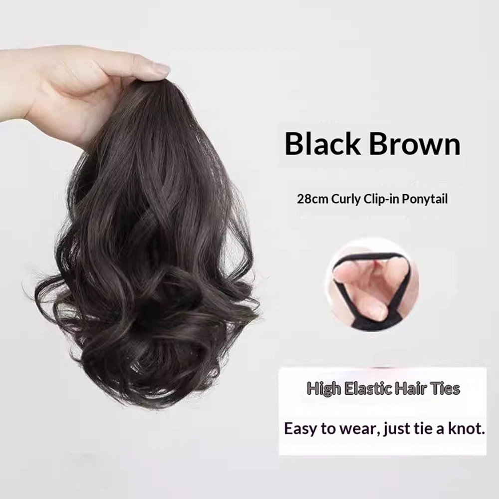10 Inch Synthetic Pear Flower Curly Ponytail Wig Elastic Band Heat Resistant Natural Hair Accessories for Women Daily Party view 4