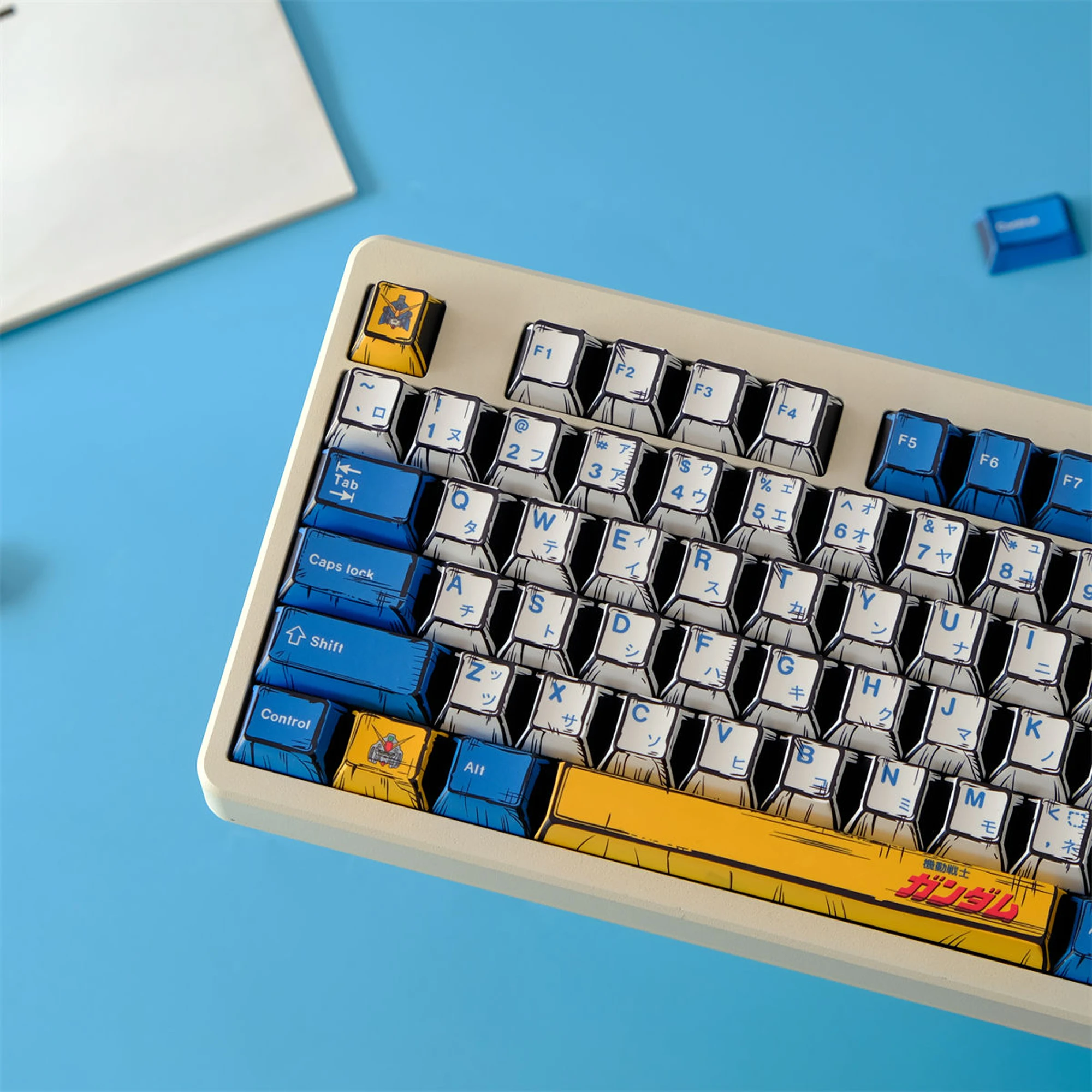 

New 148 Keys Comic Style Gundamed Keycap Cherry Profile PBT Dye Sub Anime ACE Manga Keycap for DIY MX Switch Mechanical Keyboard