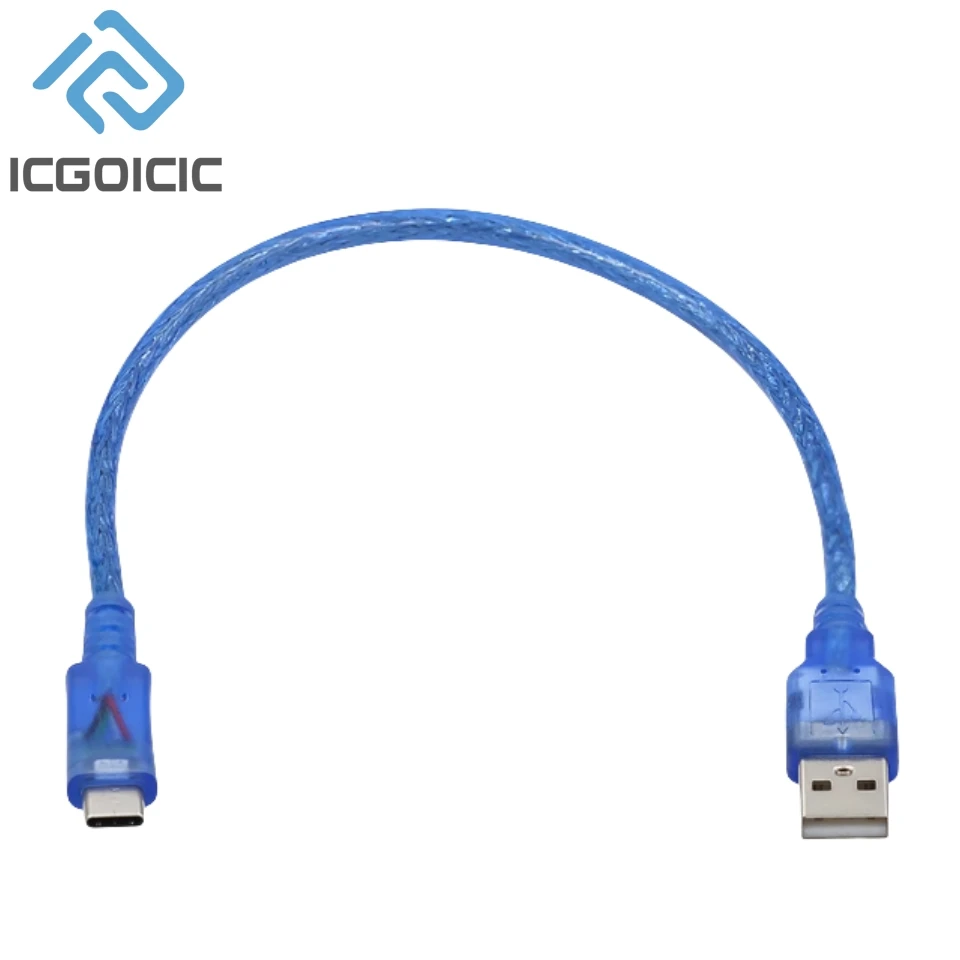 USB-кабель длиной 30 см для Uno R3/Nano/MEGA/Leonardo/Pro Micro/DUE синий, высококачественный USB-кабель типа A/Mini/Micro/Type-C для Arduino