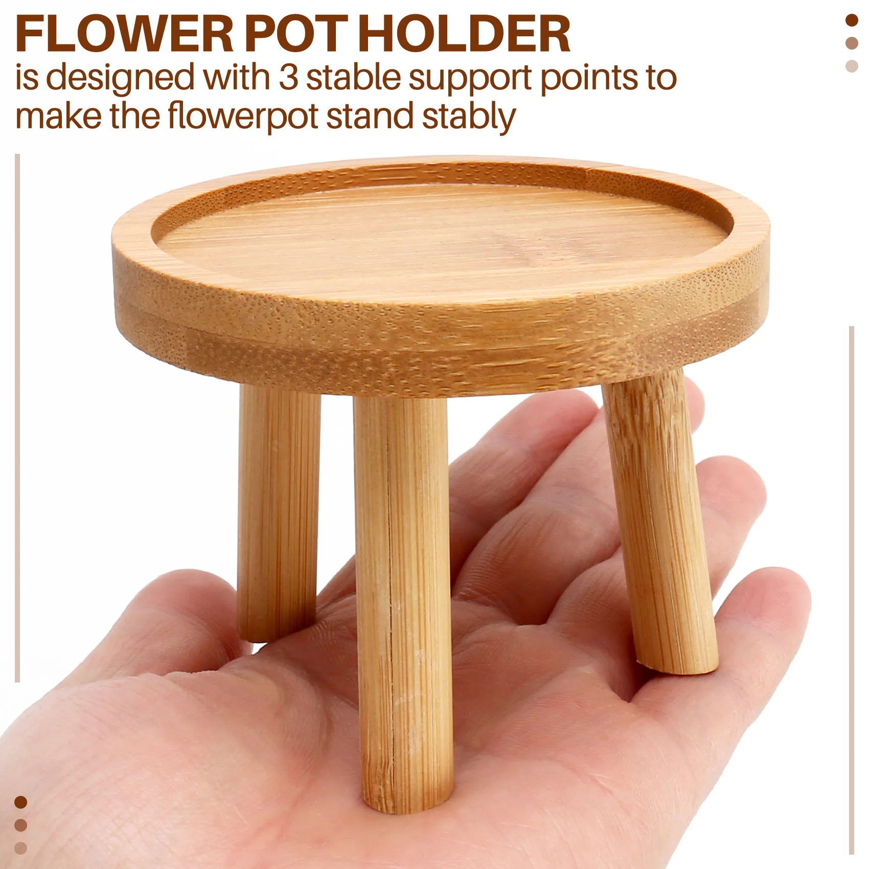 Suporte de planta de madeira para interior e exterior, Pot Base Holder Stool, High Stool, Suculent Shelf for Balcony, Round