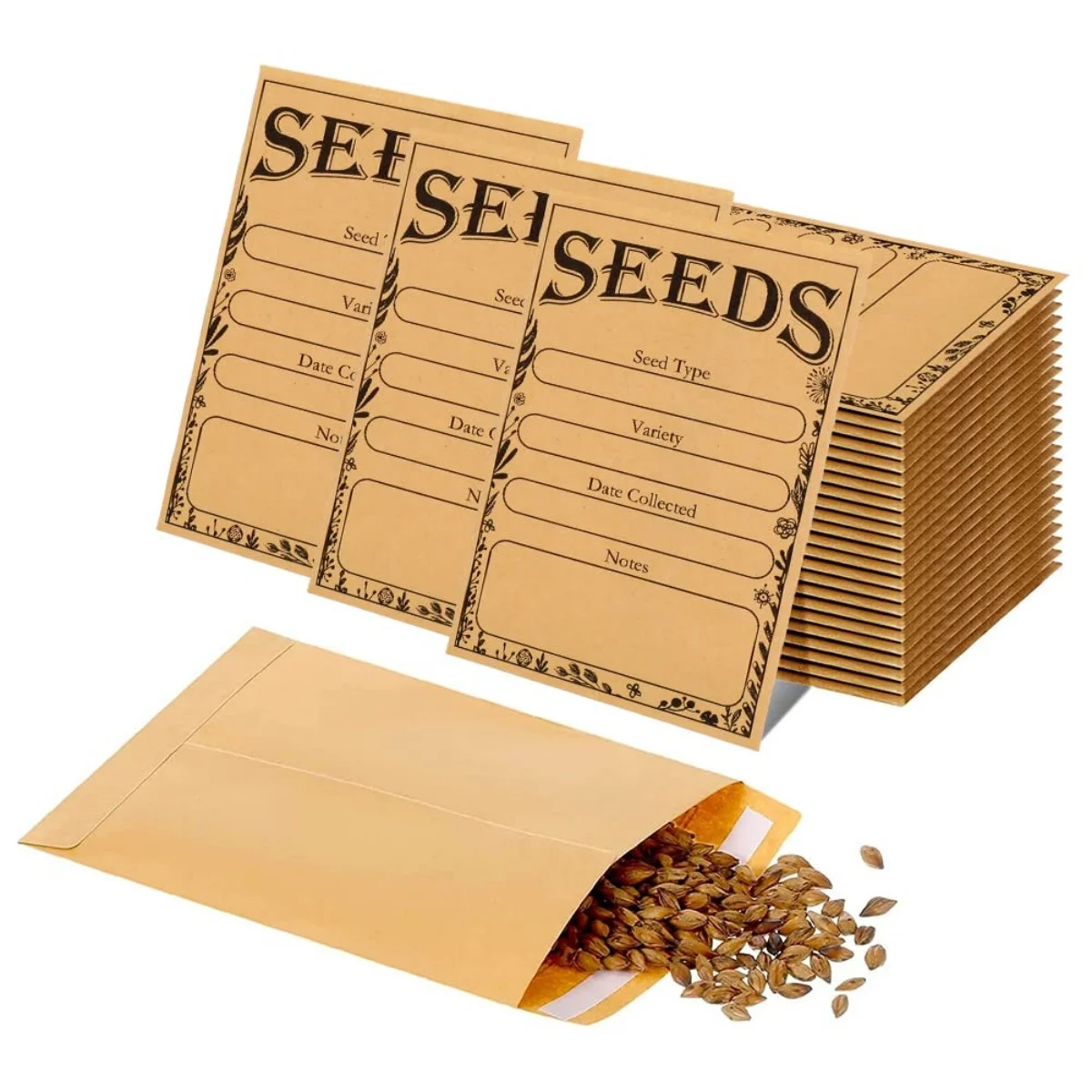 50 pcs seed envelope, seed package 3.14 x 4.72 inches, seed saving, envelope with secure small envelope, sealed envelope to coll