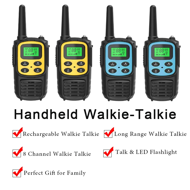 2Pcs Handheld Wireless Walkie Talkie Long Distance Transmission Portable Two-Way Radio UHF Transceiver Set for kid and Adults