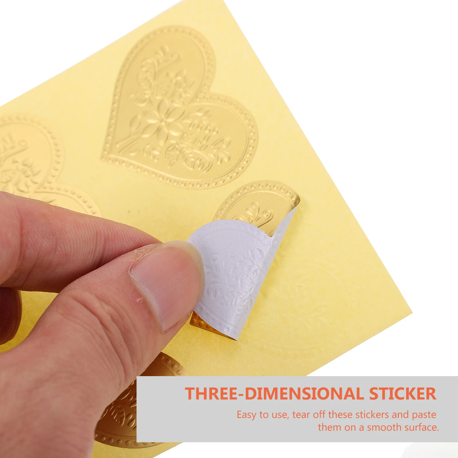 

10 Sheets Golden Heart Sealing Bronzing Bump Stickers Stylish Paper Diy Gift Decal Embossed Lacquer Stickers