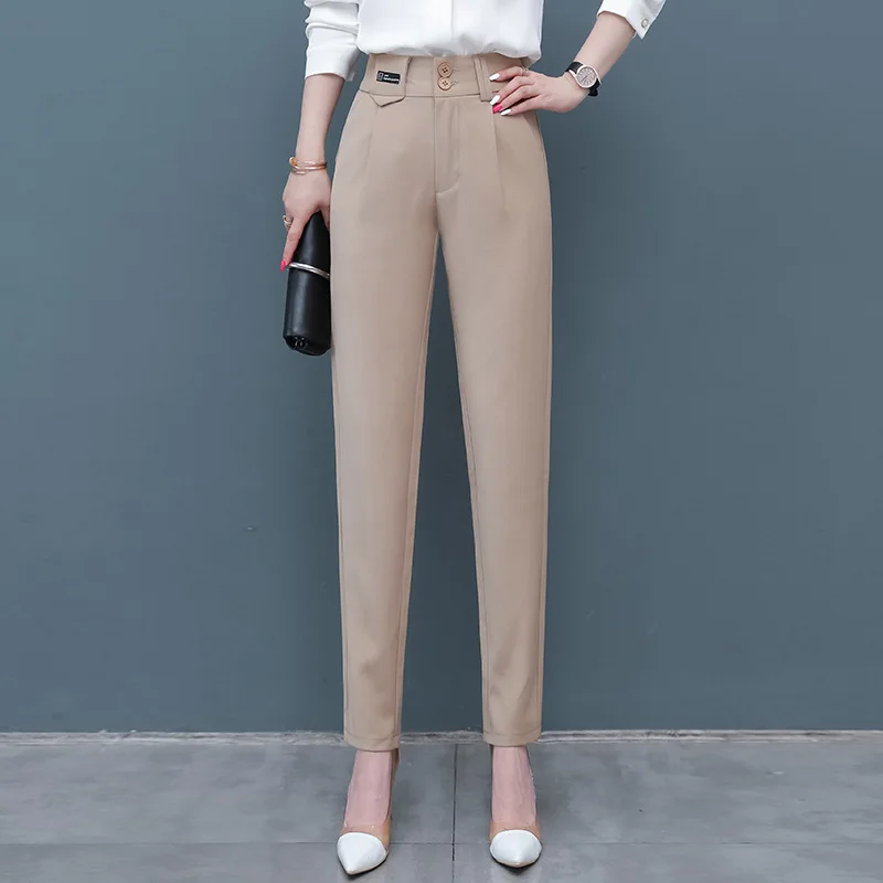 

Casual Suit Pants for Women, Autumn Straight Pants, High Waist, Slimming, Versatile, Nine-Point Harem Trousers
