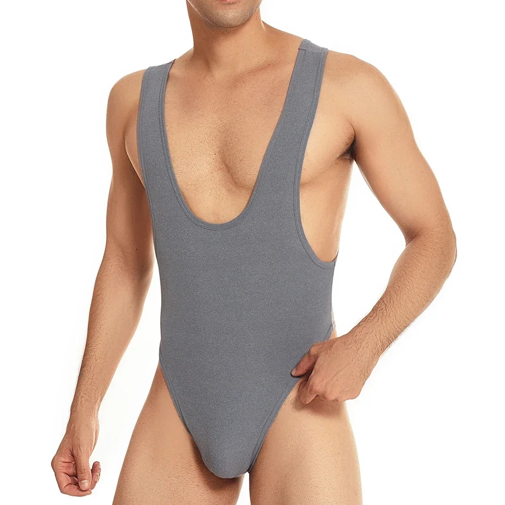 

Mens Underwear Shapewear Fitness Jumpsuits Wrestling Singlet One-Piece Sexy Sheer Homewear See Through Sleeveless Mens Bodysuits