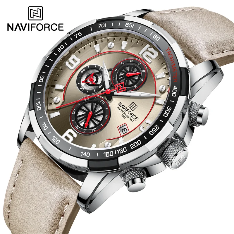 

NAVIFORCE Original Fashion Watches For Men Multifunction Sport Quartz Leather Strap Elegant Wrist Watch Male Relógio masculino