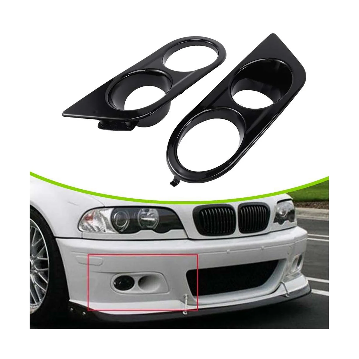 

Fog Lamp Frame with Two Holes Front Bumper Mesh Grille Automotive for BMW 3 Series E46 M3 01-06 51112695255, 51112695256