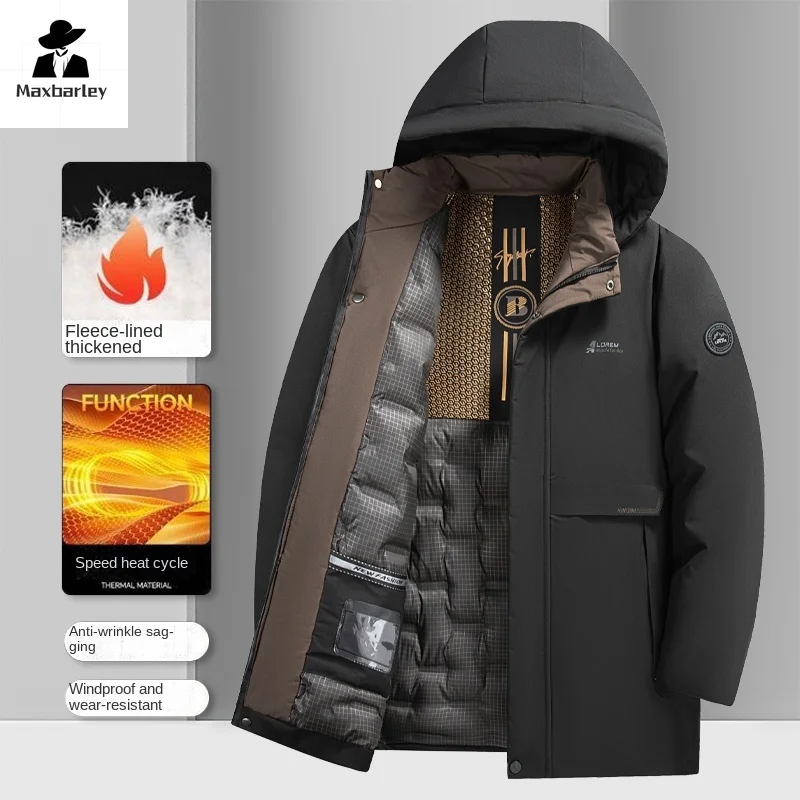 20204 Winter Jacket Men\'s Brand Classic Thickened Graphene Heating Cotton Clothes Male Casual Removable Hooded Cold-proof Parka