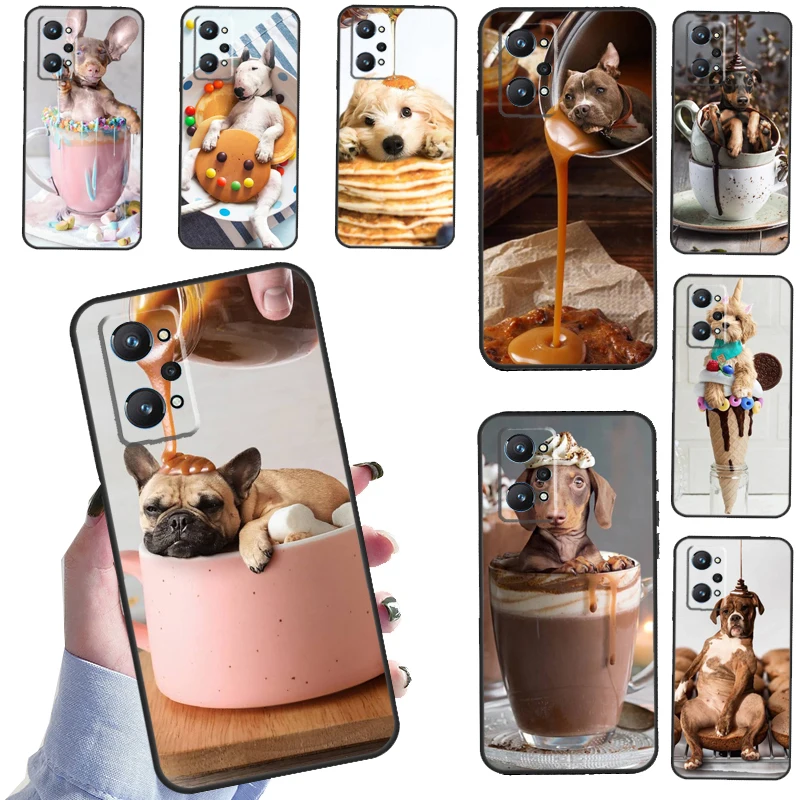 Dog Caramel Cakes dark chocolate bath Case For Realme GT Neo 2 GT Master 8i 8 Pro C21 Full Cover For OnePlus 8T 9R 9 Pro Nord 2