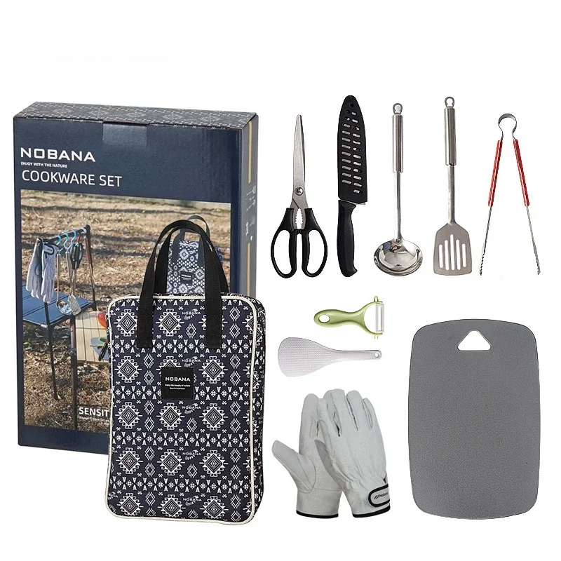 Outdoor Camping Cookware Set Rv Travel Kitchenware Self-drive Camping Cutlery With Barbecue Gloves