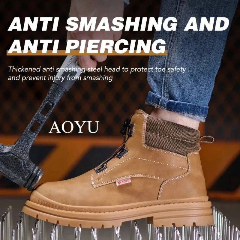 AOYU 2026 WINTER Safety Protective Shoes Steel Toe Work Shoes Men Anti-puncture Safety Shoes Men Women Work Safety BootsHigh‑Top