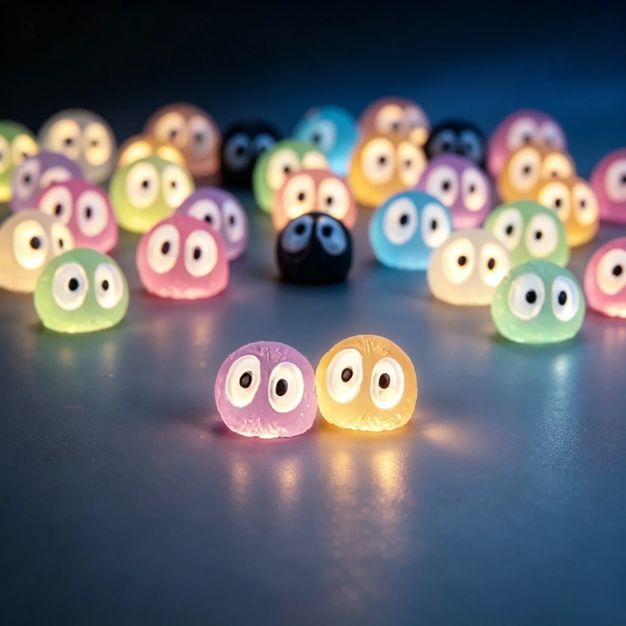100PCS Luminous Mini Resin Ghost Tree Elves Decorations Glow in The Dark Halloween Christmas Fairy Garden for Cake/Party Decor view 3