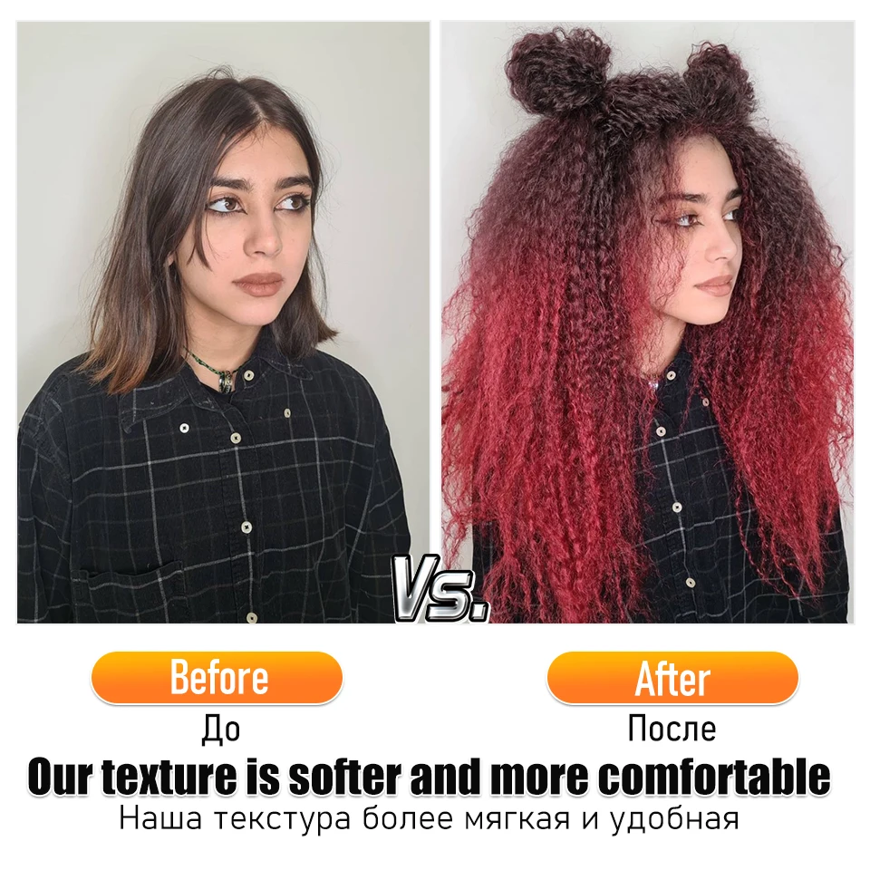 Tresses synthétiques longues crépues et bouclées au Crochet pour femmes noires, Extensions de tresses Afro brésiliennes brunes blondes