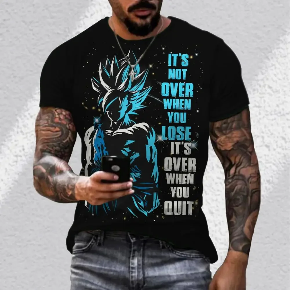 

Dragon Ball Z Goku Men's T Shirt Vegeta 2024 Trend O Neck New Fashion Anime Cartoon T-shirts High Street Streetwear Tops Y2k Gym