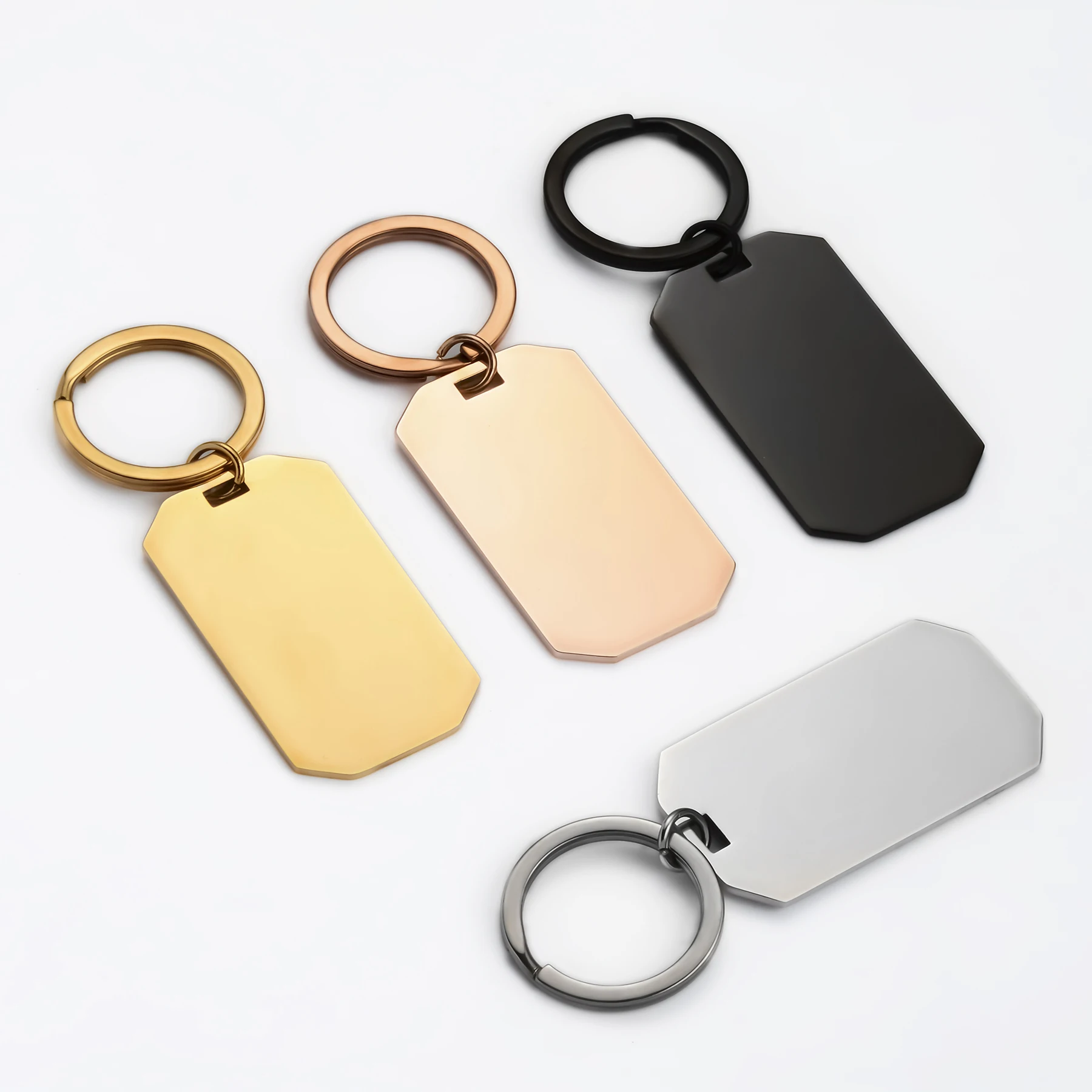 

3Pcs/Lot Mirror Polishing Stainless Steel Rectangle Blank ID Dog Tag Keychain Jewelry Making DIY Accessories Custom Logo Keyring