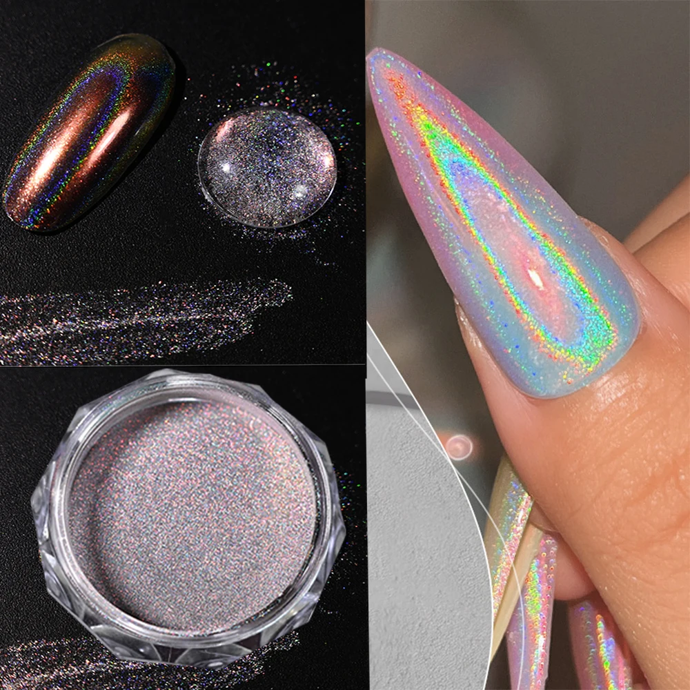 Poudre de chrome pour ongles, 1 pot, laser, holographique, miroir, paillettes, pigment, poussière, ultra fine, Rotterdam, kly, gel, vernis