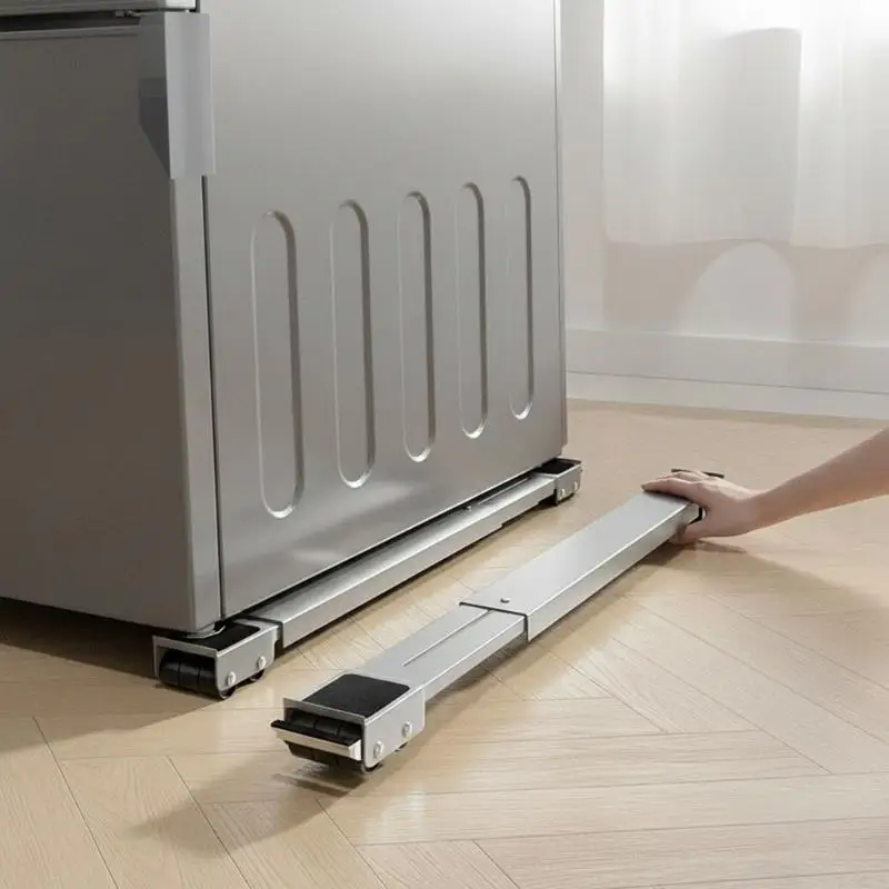 2PCS Anti-slip Washing Machine Stand with Wheels Adjustable Refrigerator Base for Home Kitchen Laundry Appliance