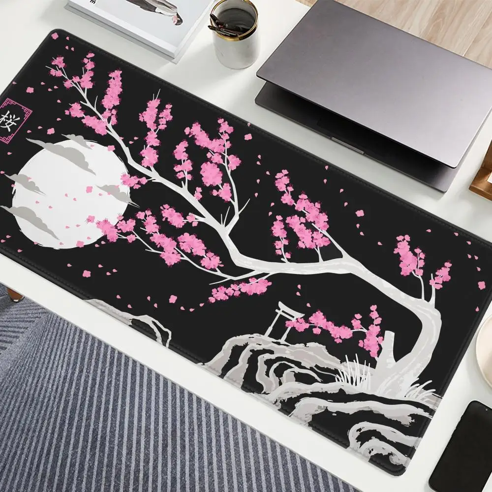 

HD Printing Mouse Pad Sakura cherry blossom moon Gamer keyboard Non-slip Gaming keyboard Mousepad office 400x900mm XXL Desk Mat