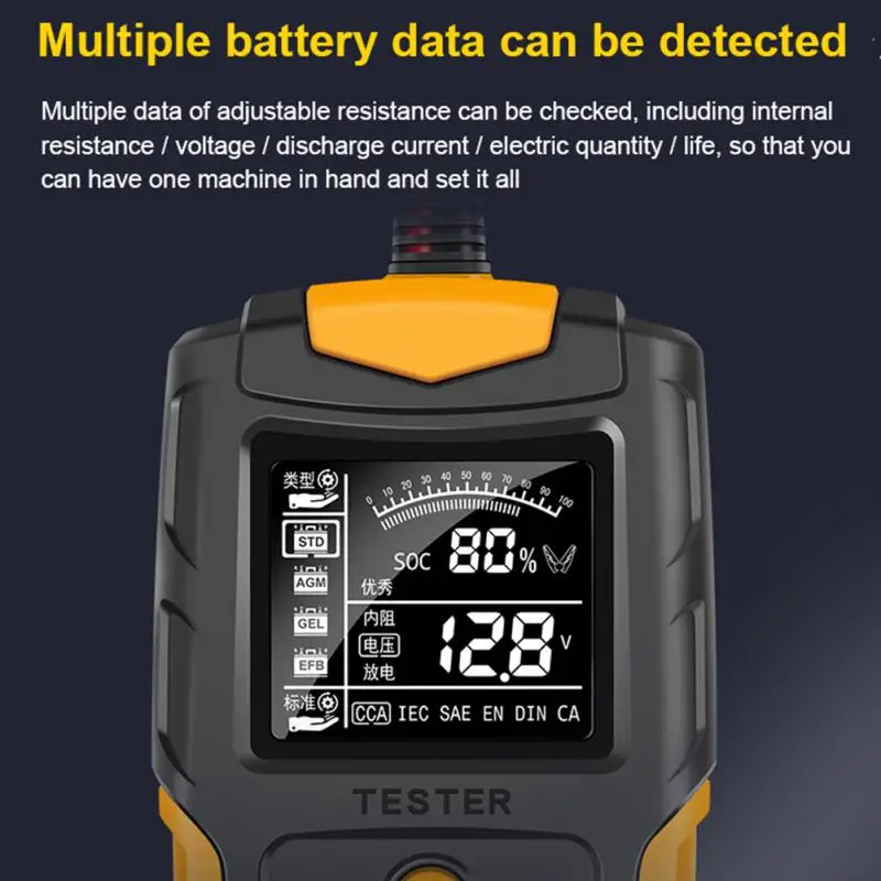 

12V 24V Smart Battery Tester & Analyzer for Cars GEL AGM Automotive Quick Load Plug Cranking Check Diagnostic Scan Toolls