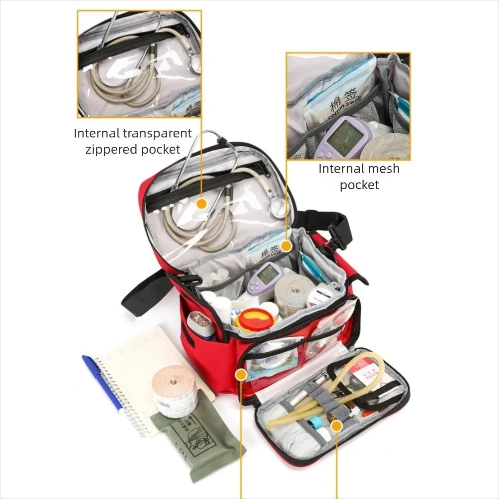 

Waterproof Double Layer Medicine Bag Empty Large Capacity Emergency Trauma Bag Handle Portable First Responder Organizer Travel