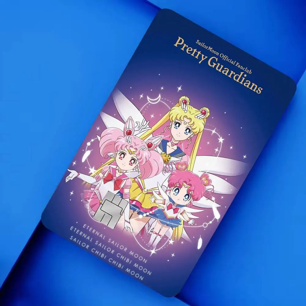 S-Sailor Moon Cartoon 4pcs 1Set Laser Holographic Sticker Skin Cover for Credit Bank Debit Card