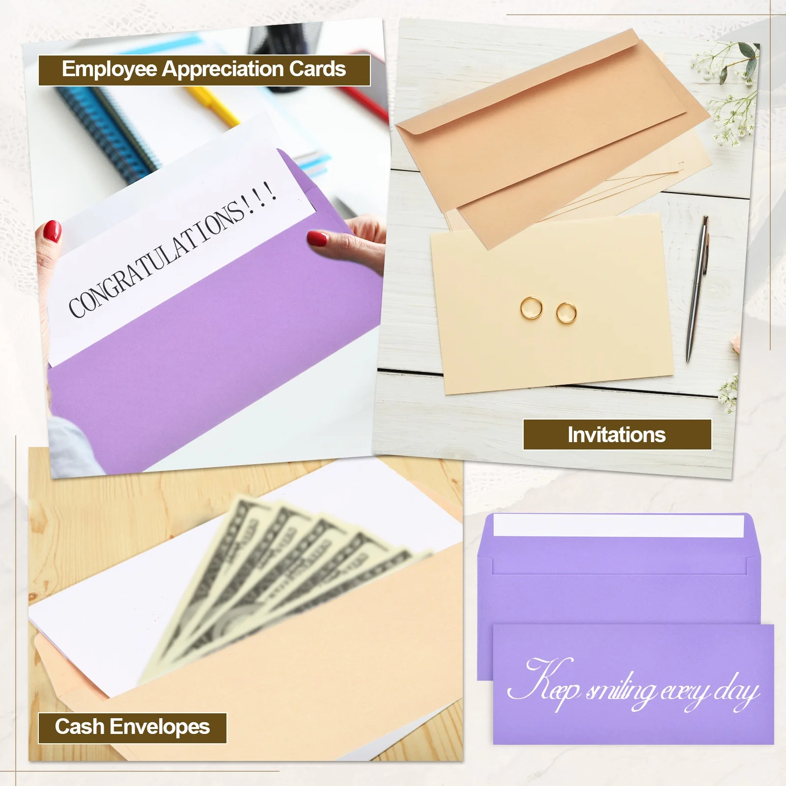 24 szt. kolorowych kopert samoprzylepnych formatu Letter, 24,1 cm x 10,5 cm # 10 kopert biznesowych do wysyłki pocztowej, zaproszeń ślubnych — zdjęcie produktu 6