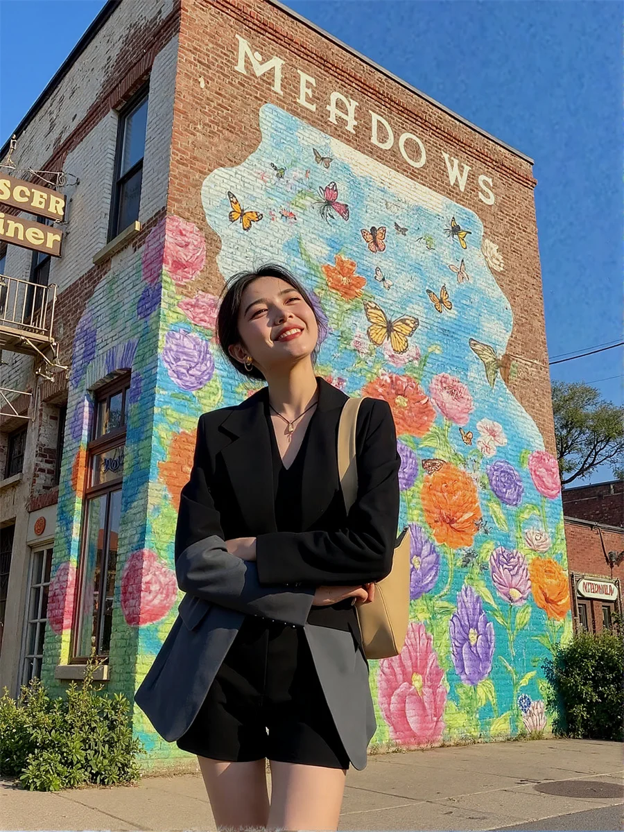 

Patchwork Loose Notched Blazers For Woman 2025 Clothes Women Extra-Long Splited Pattern Prom Uniform Ladies' Drapey Velvet Femme