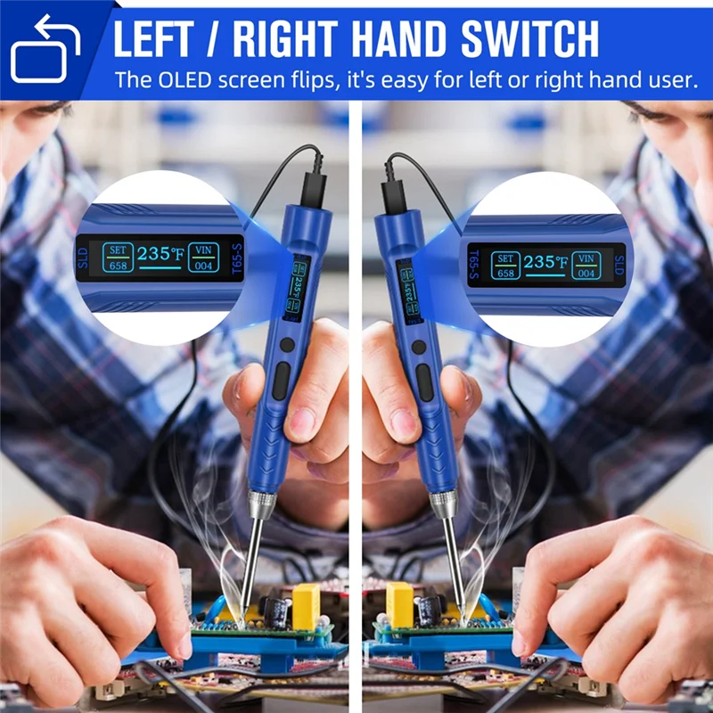 -SPOR 150℃-450℃ Fast Heating,DC/PD Soldering Pen, Soldering Iron Kit For Electronics With B2 Solder Tip(Adapter Not Included)