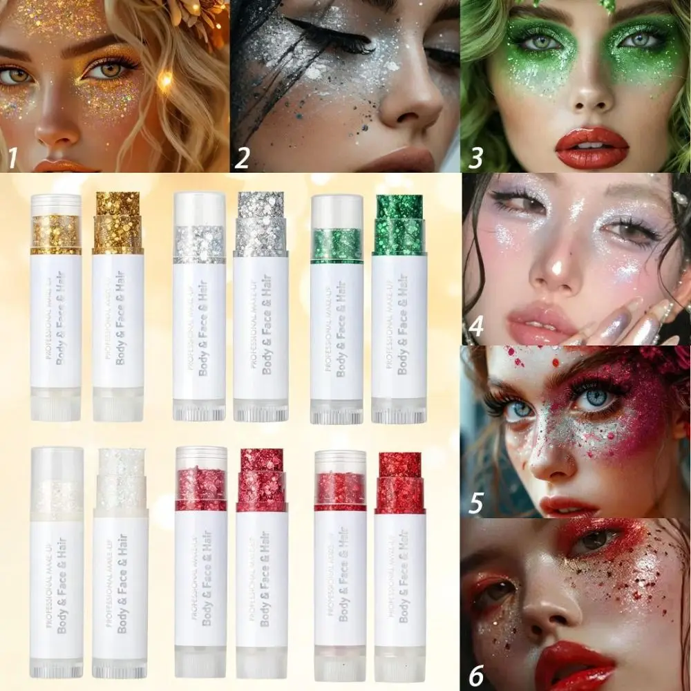 Long-Lasting Shine Body and Facial Glitter Mermaid Shimmer Sequins Gel Glitter Stick Festive Thick Body Art Painting Holiday