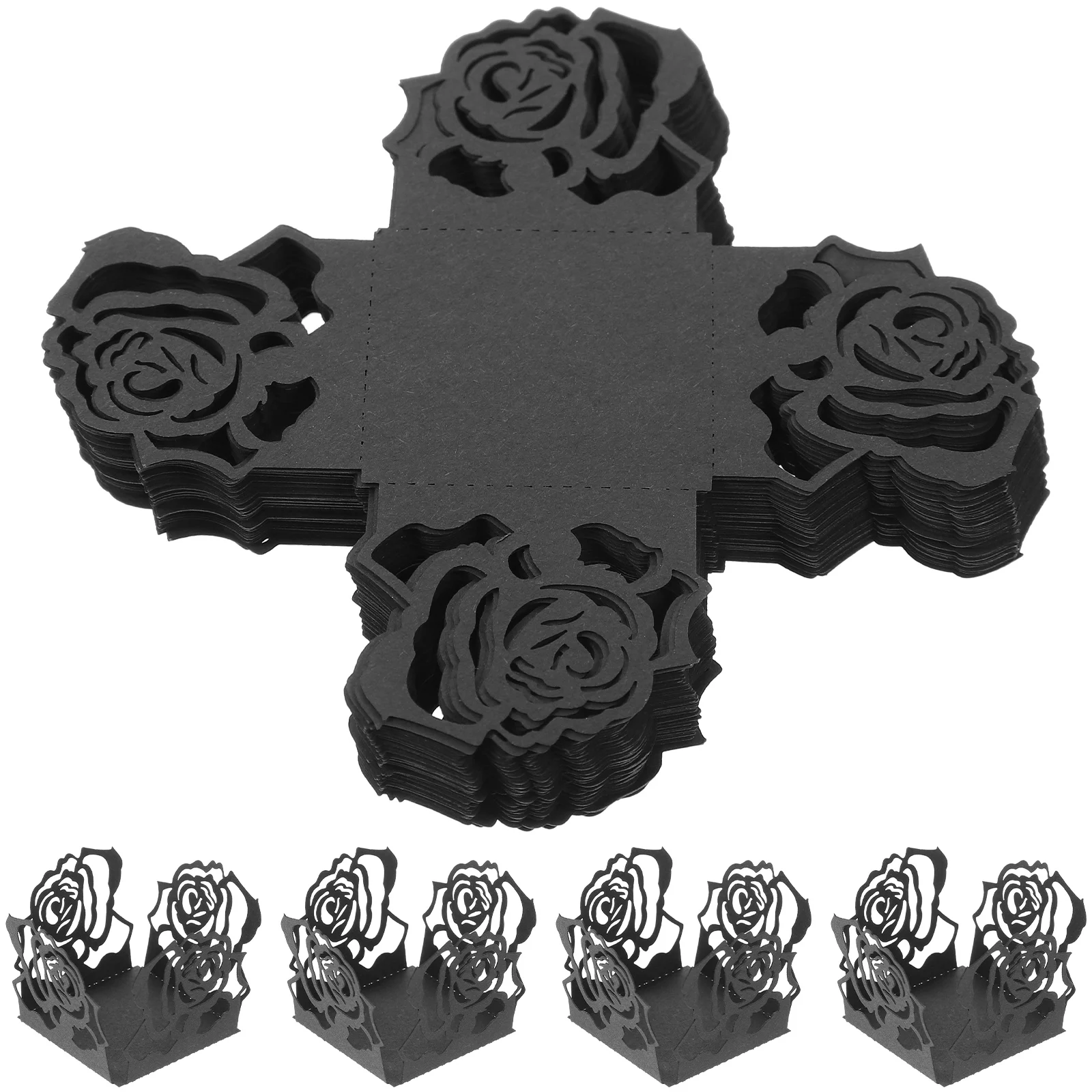 

50pcs Chocolate Tray Sweets Paper Wrappers Cup Making Supplies Candy Cups Hollow Design Decorative Wrapper Party Centerpieces
