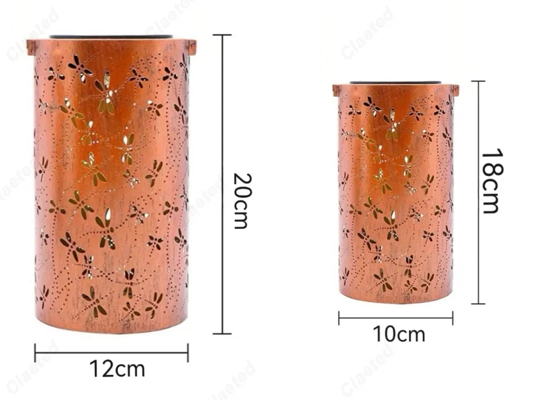 สร้างสรรค์ใหม่พลังงานแสงอาทิตย์ Dragonfly โคมไฟกระบอกเหล็ก Hollow กันน้ํากลางแจ้ง Courtyard ตกแต่งโคมไฟ