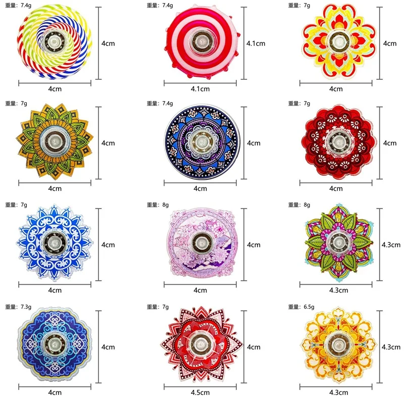 6Pcs Graffiti Retro Style Fingertip Top Color Top Decompression Toy Creative Rotating Gear Fingertip Top Convenient To Carry