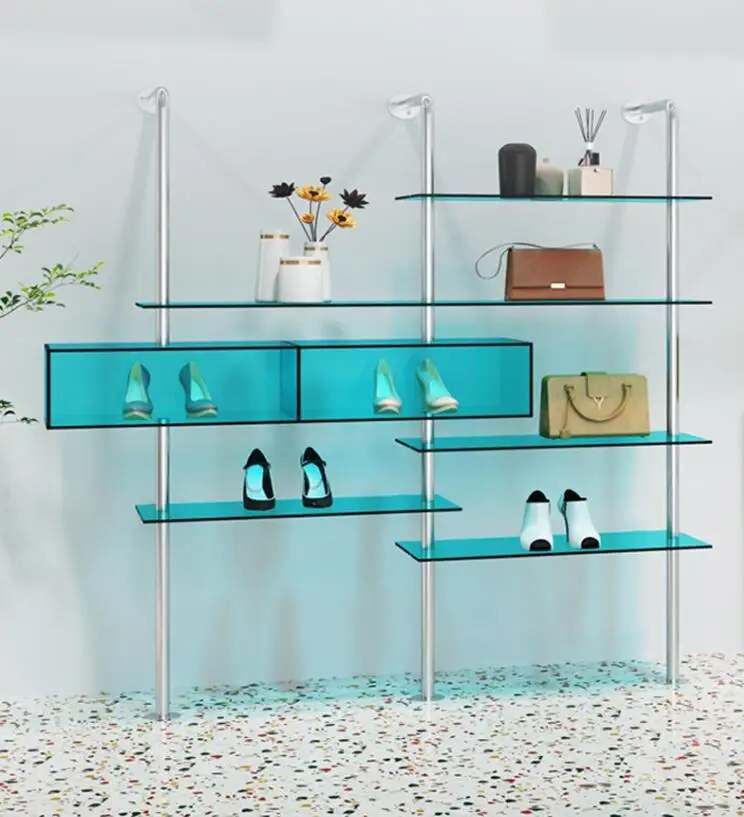 

Net red shoe store acrylic shoe rack display rack clothing store wall hanging wall shoe bag rack multifunctional shelving