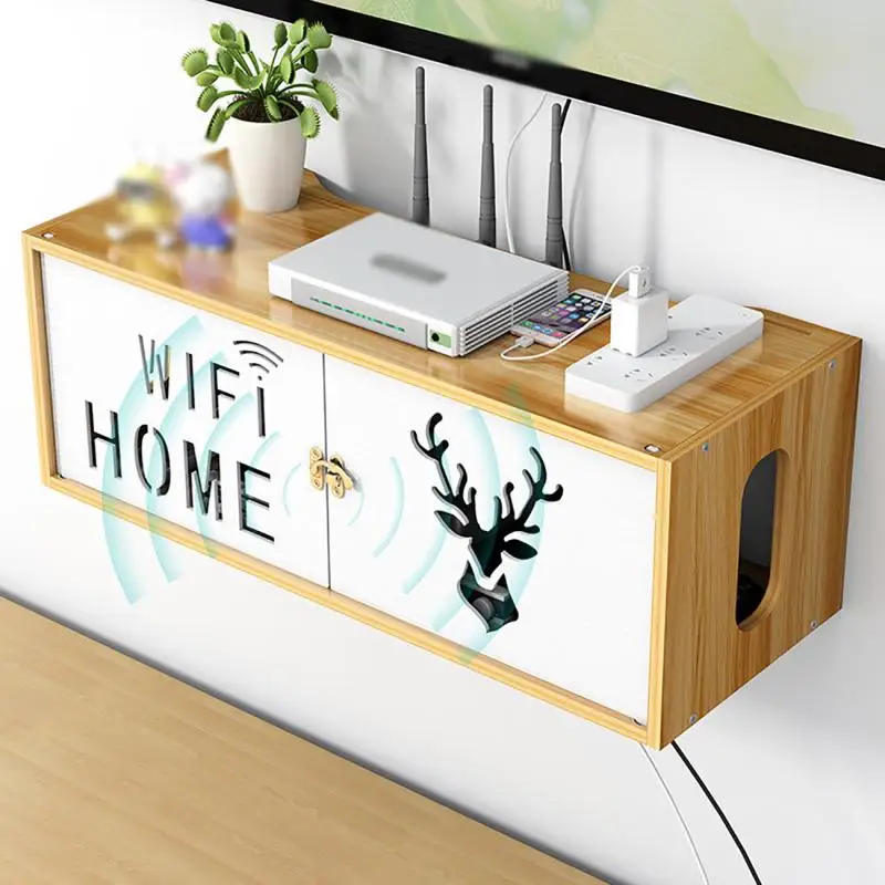 Multifunction Wireles Wifi Router Storage Box PVC panel Shelf Wall Hanging Plug Board Bracket Cable Storage Organizer Home Decor