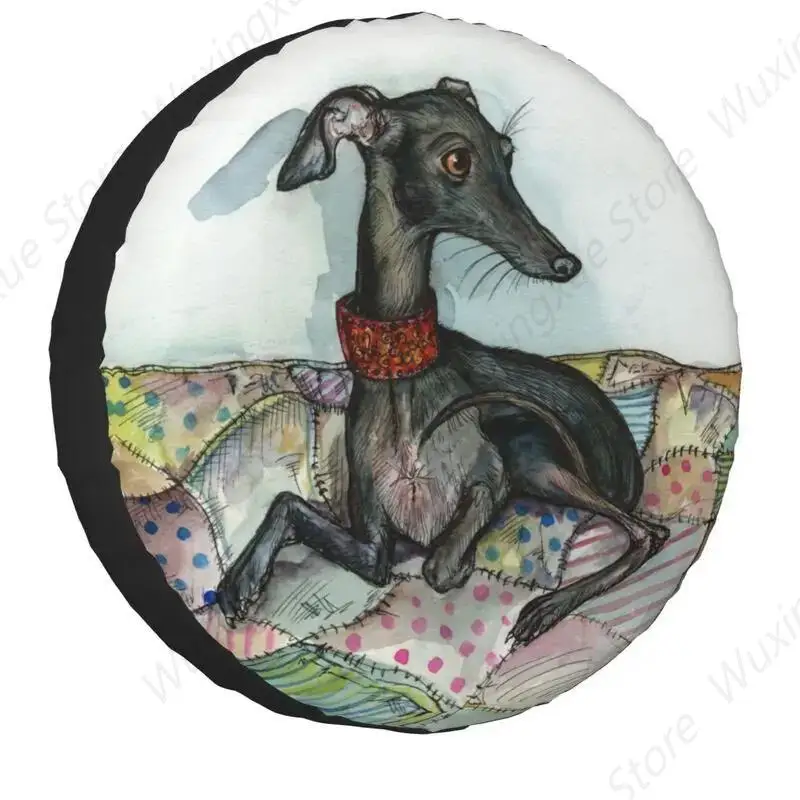 Funny Lazy Greyhound Spare Wheel Cover for Jeep Honda 4x4 RV Custom Dog Lovers Tire Protector 14