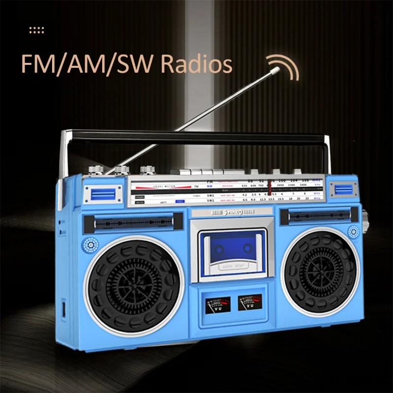 

Retro Portable Cassette Player HIFI Stereo Bluetooth 5.0 Speaker Nostalgic Tape Recorder For AC DC Power FM Radios Tape Player
