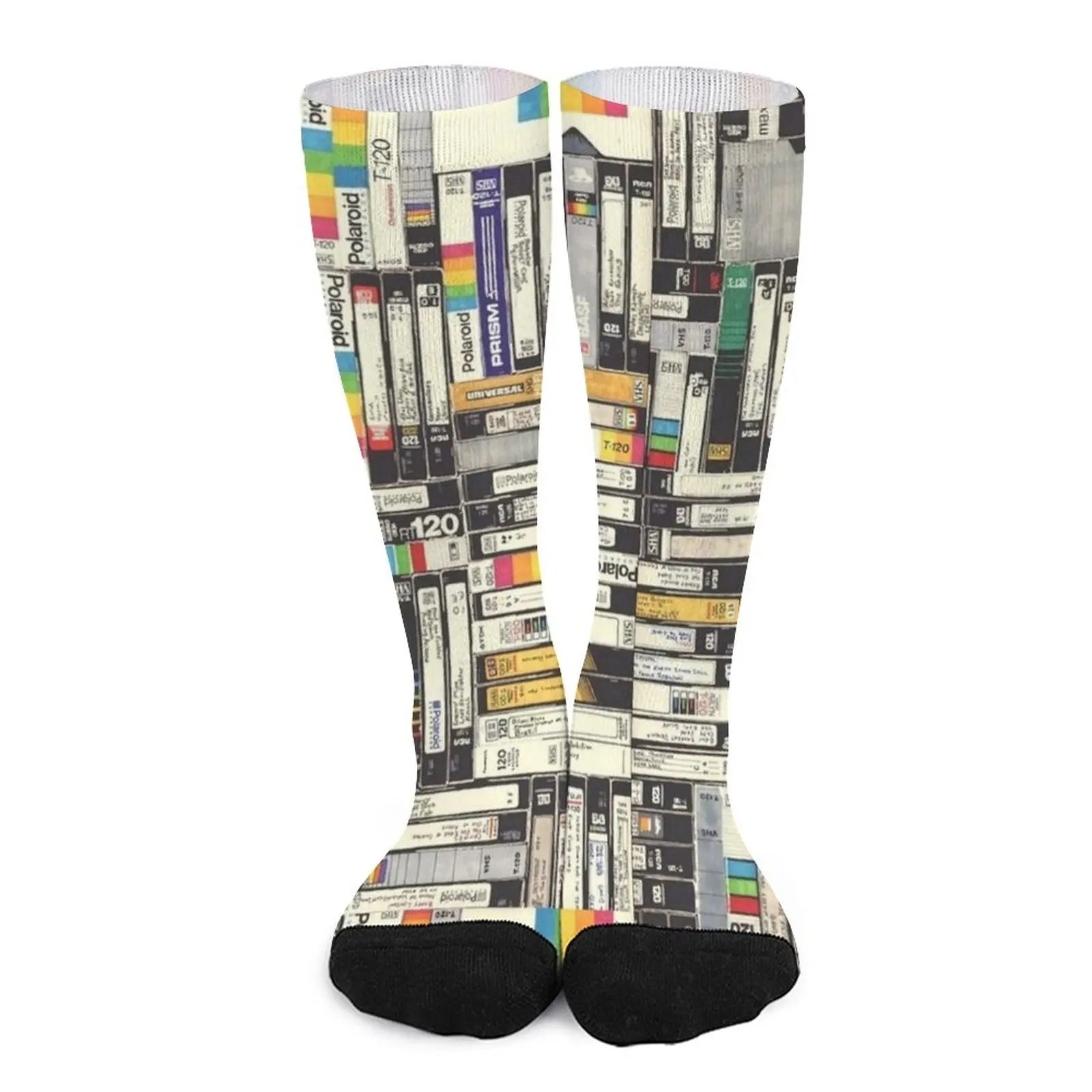 Retro VHS Tapes - Movies from the 80's Socks black socks Male sock moving stockings