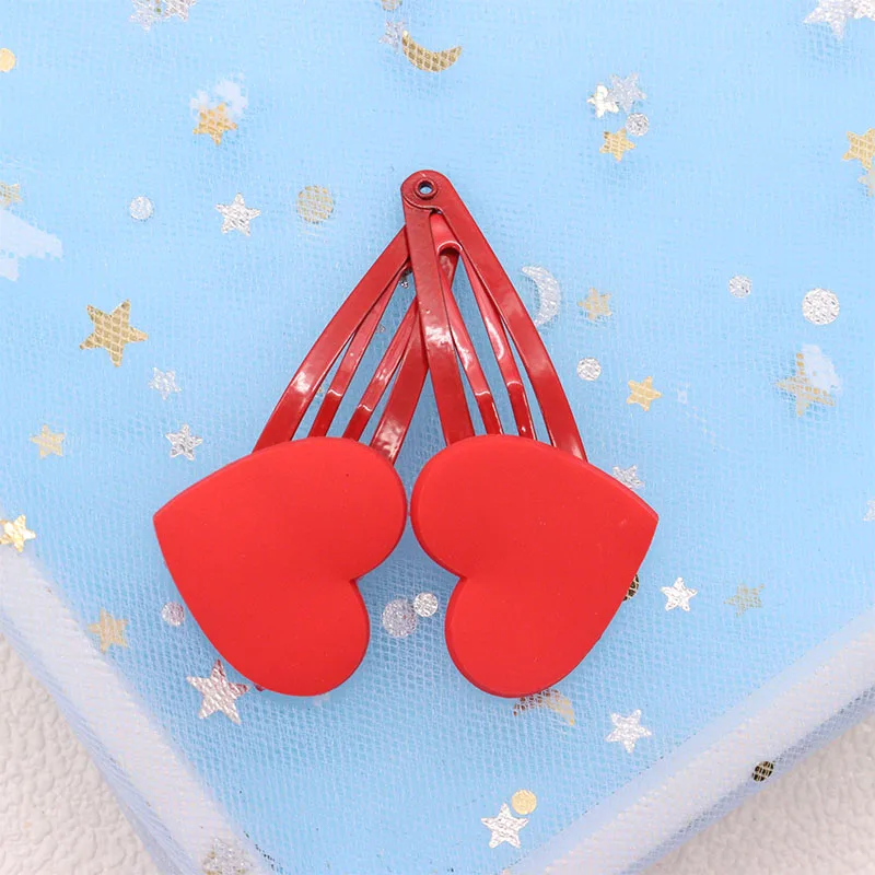 2Pcs/Set Fashion Red Heart Children Badges Hair Pins Cute Hairpins Hair Clips Headwear Barrette Baby Girls Kids Hair Accessories