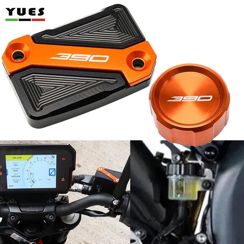 For KTM DUKE 390 RC 390 2013-2023 390 Adventure 390adv Motorcycle CNC Rear & Front Brake Fluid Reservoir Cap Cylinder Cover