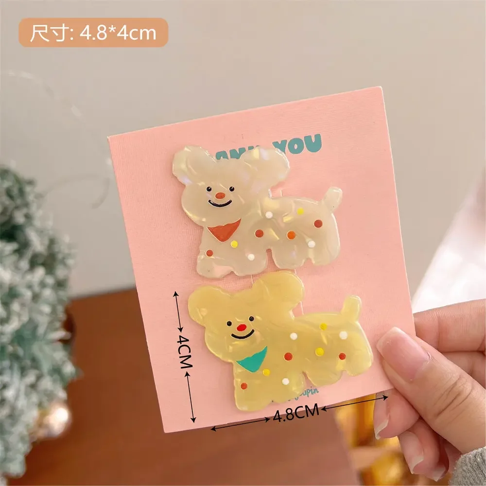 2pcs Lovely Cartoon Animal Hairpins for Children Acrylic Colorful Cat Dog Small Hair Clip Girl\'s Hair Accessories