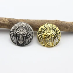 5pcs 30mm Antique Skull Indian Head Leather Craft Belt Decorative Conchos DIY Punk Locomotive Leather Handbag Purse Buttons