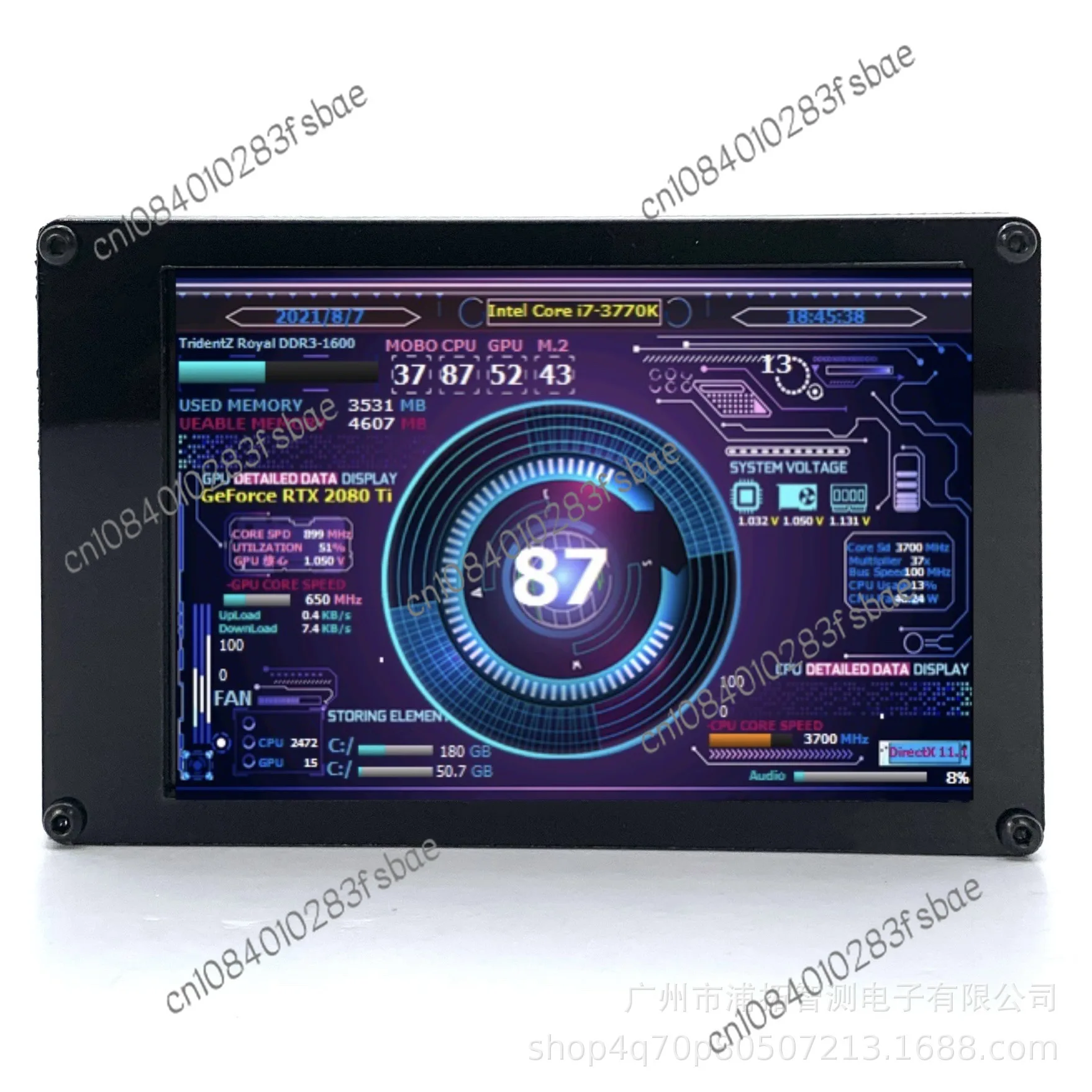 3.5-Inch IPS USB Chassis Sub-Screen Computer Monitoring USB Sub-Screen Compatible with Aida64