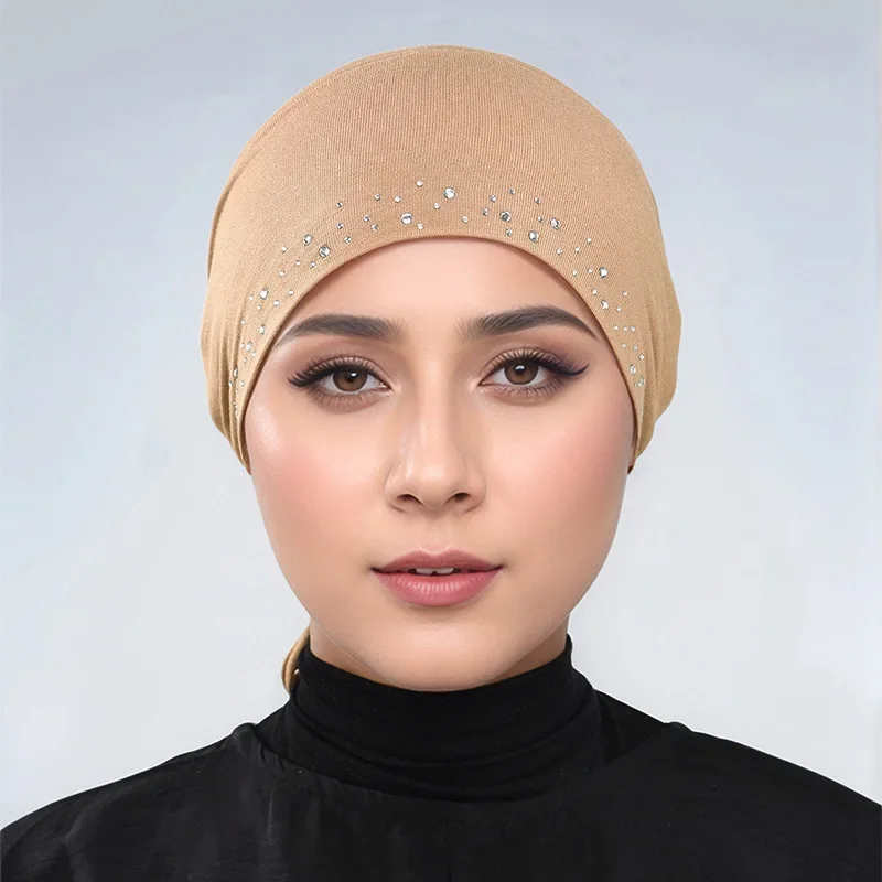

Джерси хиджабы нижний шарф со стразами мусульманский внутренний хиджаб шляпа женский тюрбан исламский капот шапочки на шнуровке повязка на голову Turbante Mujer