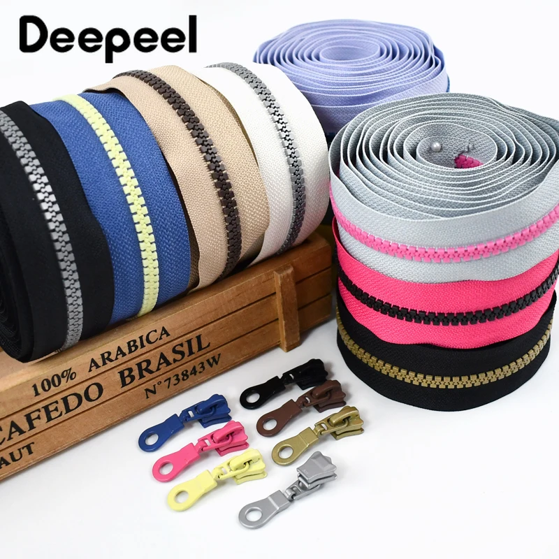 1/2/5yards deepeel 5# pryskyřice zipy páska s posuvníku duha dekorační na zip svitek + zip tahoun sáček bunda DIY šicí příslušenství