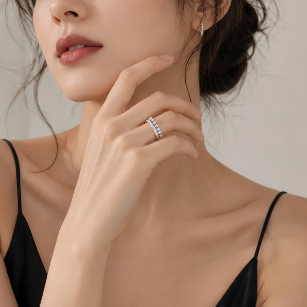 Ring Queen Crown Royal Fine Jewerly For Women 2023 Summer Brand New Romantic Gift In 925 Sterling Silver