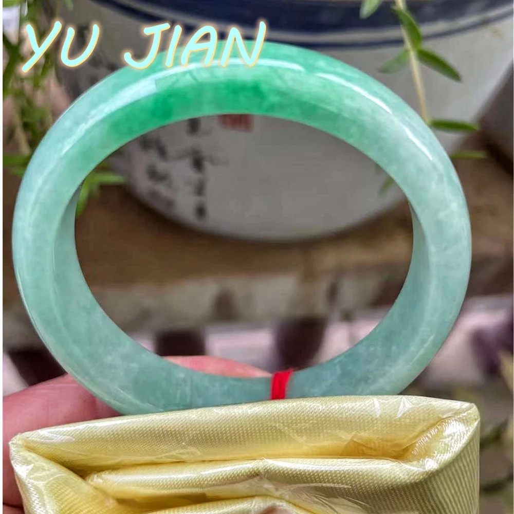 

New Fine Frozen Color Bashan Jadeite Bangle Exquisite Floating Green Flower Jade Bracelet Quality Handring Daintiness Jewelry