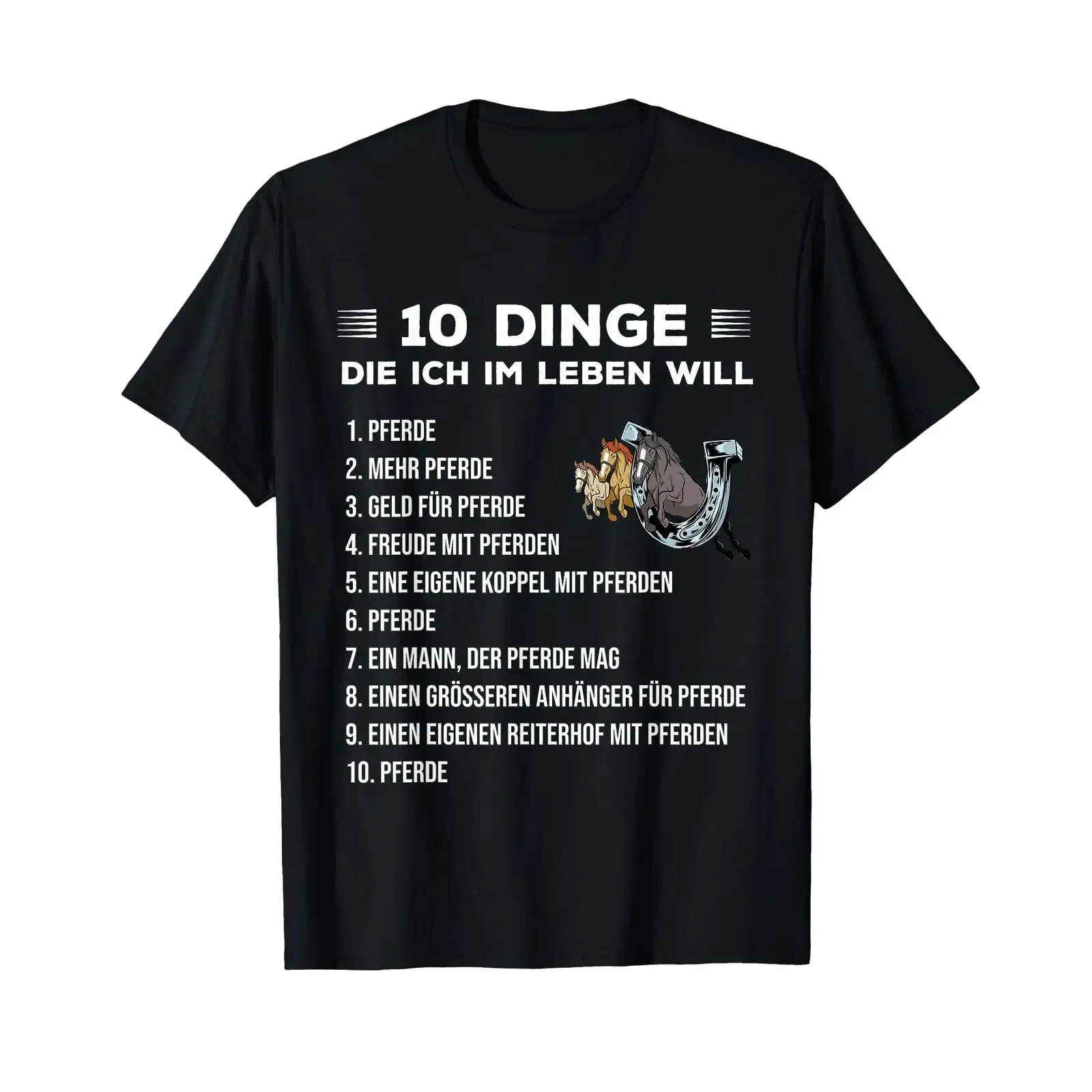 10 Dinge im Leben Reiten Spruch für Springreiten mit Pferd T-Shirt schwarz Vintage gewaschen lässig weich Designerkleidung Mode