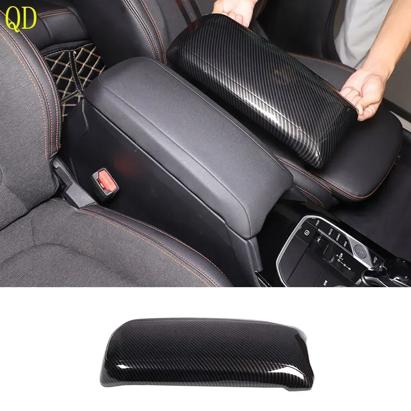 For BMW 1 2 Series F40 F44 2020-2024 ABS carbon fiber car center console armrest box protective cover sticker car accessories