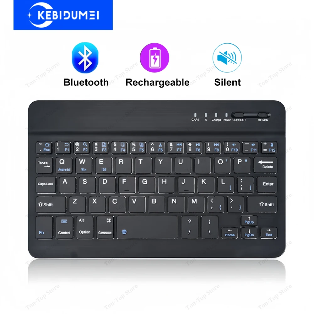 Teclado Bluetooth Mini teclado 200mAh teclado silencioso recargable teclado inalámbrico para juegos para ordenador portátil tableta Mac OS Windows