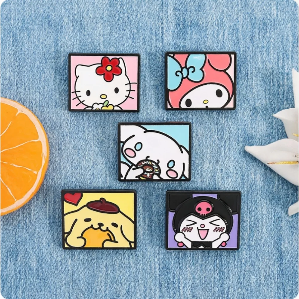 5pcs Sanrio Hello Kitty Kuromi Melody Cinnamoroll Brooch Set Badge for Backpack Festival Gift Cartoon Character Collection